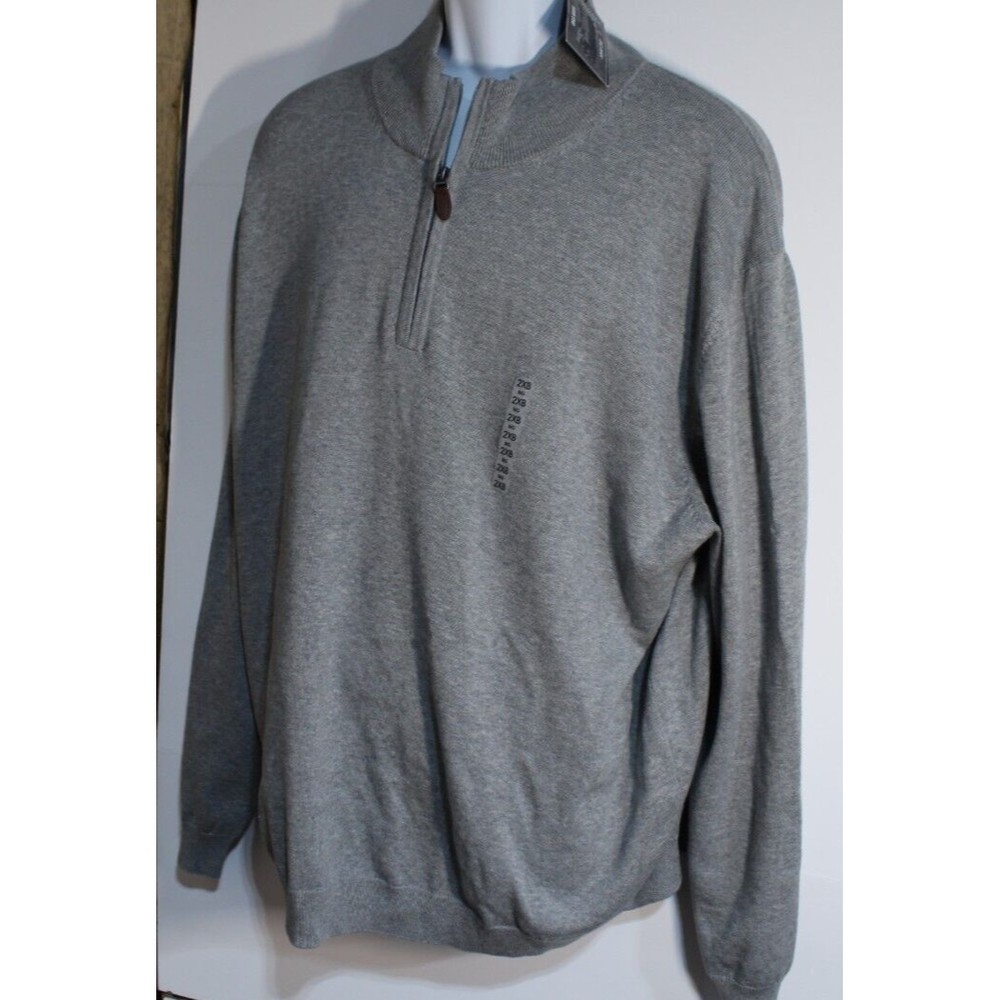 NWT Roundtree & Yorke Trademark 1/4 Zip Light Gray Collared Jacket 2XB Big